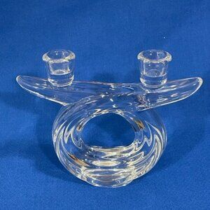 Vannes le Châtel Doughnut crystal 6"Candle Holder. mid-century modern